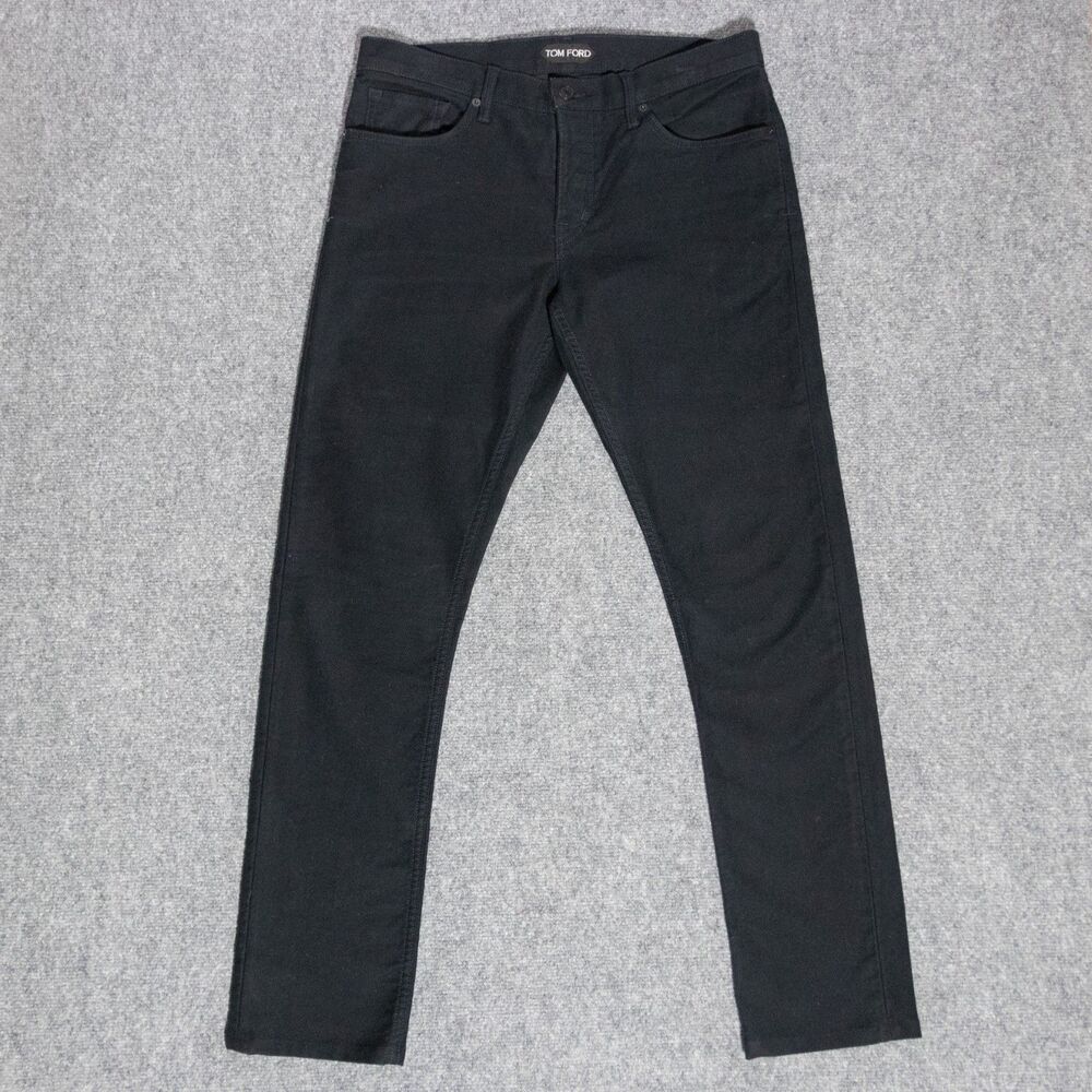 Tom Ford Slim Black Cotton Button Fly 5 Pocket Pants Jeans Men's 33x32 USA Made